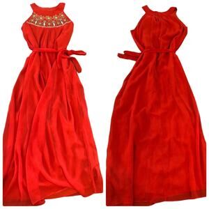 NEW Sabine Estelle Red Embellished Beaded Maxi Dress